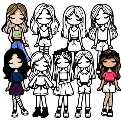 a group girls with their eyes closed full body