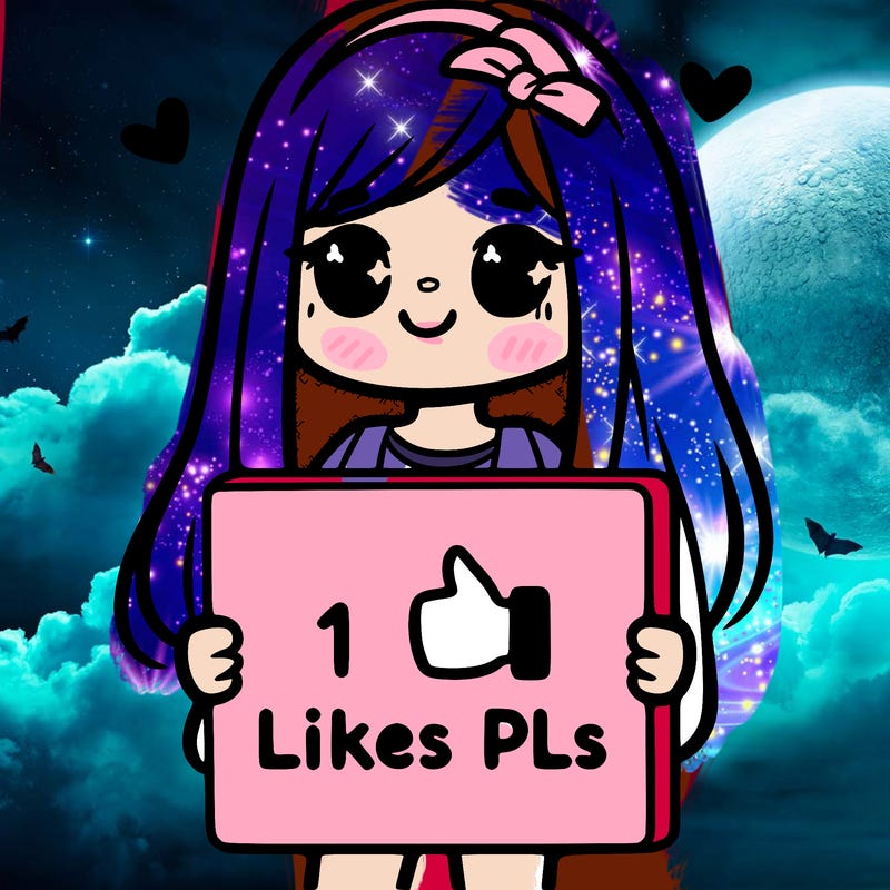 girl holding a sign saying 10 likes pls