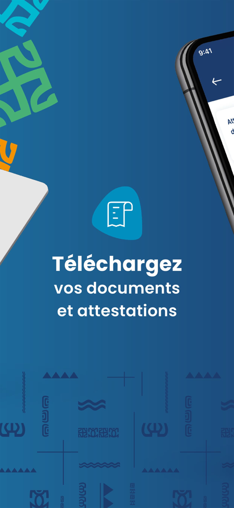 Pantalla de la aplicación Tatou que muestra texto en francés alentando a los usuarios a descargar sus documentos y certificados.