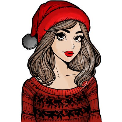 realistic lady in a christmas sweater