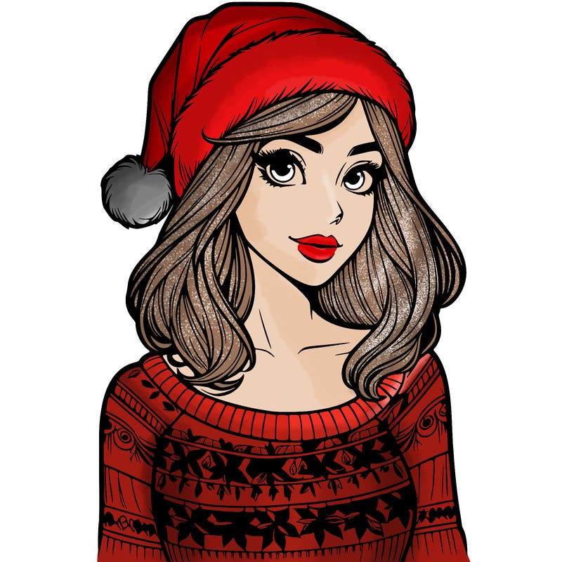 realistic lady in a christmas sweater