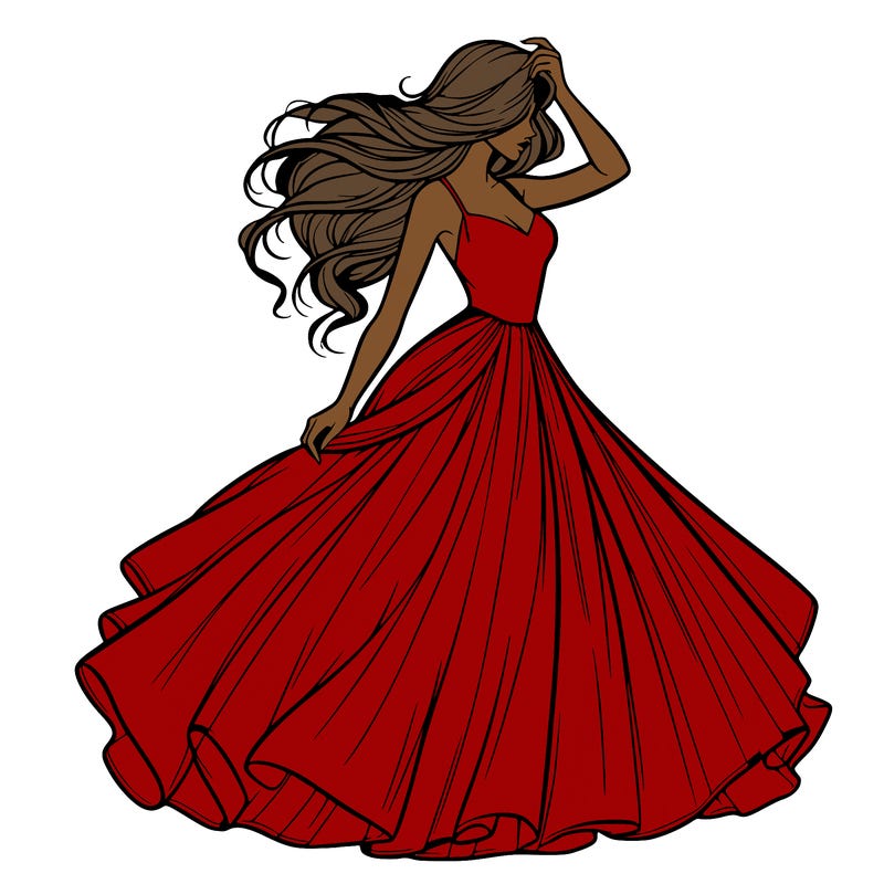 realistic woman with dress flowing in the wind