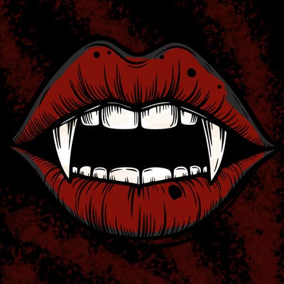 lips with vampire teeth