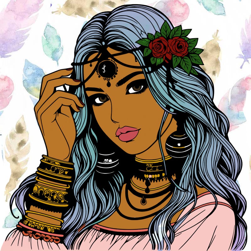 realistic beautiful mysterious gypsy girl