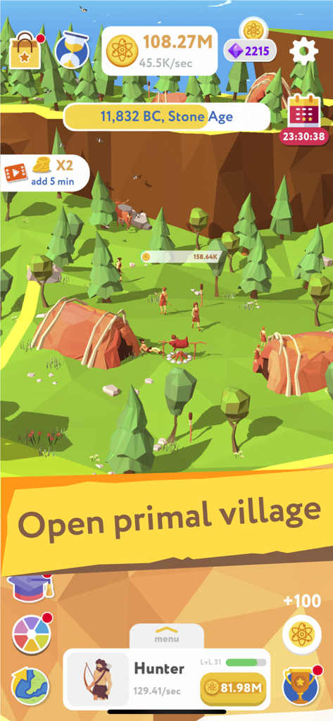 Idle Evolution Tycoon Clicker - Stone Age primal village in Idle Evolution Tycoon Clicker