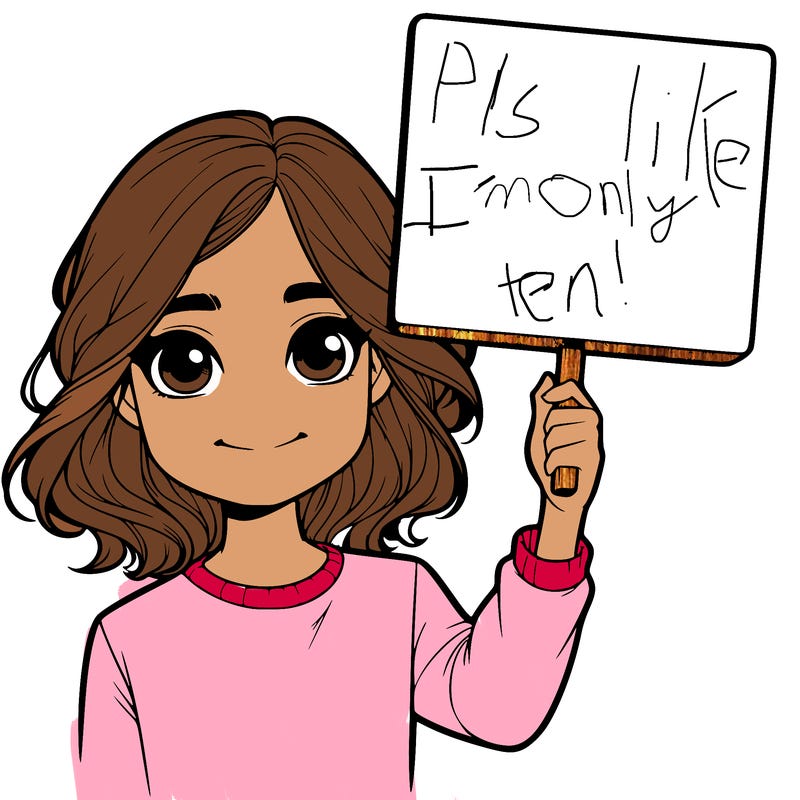 realistic girl holding up a sign