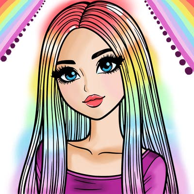 realistic girl with straight and long hair
