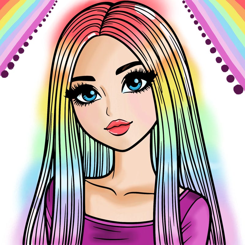 realistic girl with straight and long hair