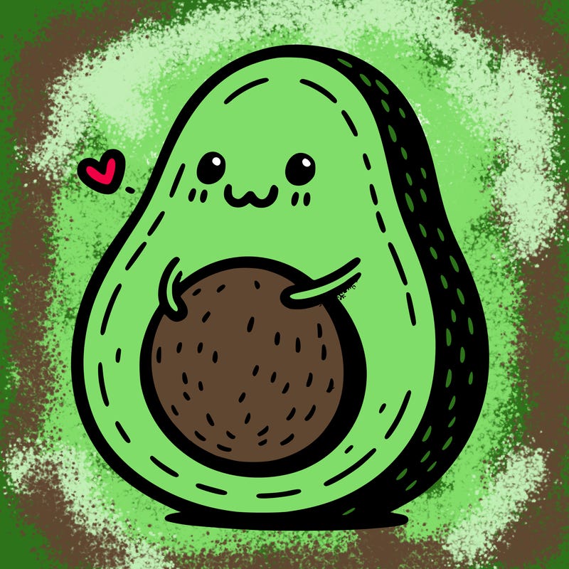 an avocado hugging an avocado