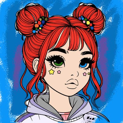 realistic girl with space buns