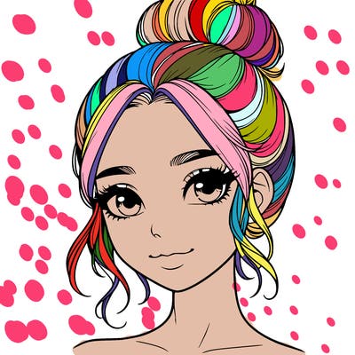 realistic pretty girl with hair in bun
