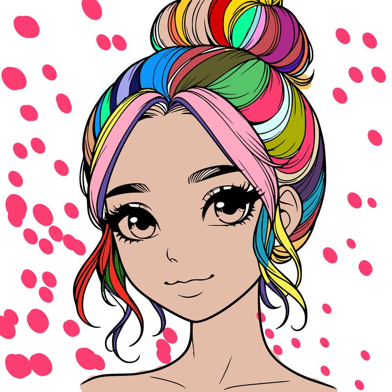 realistic pretty girl with hair in bun