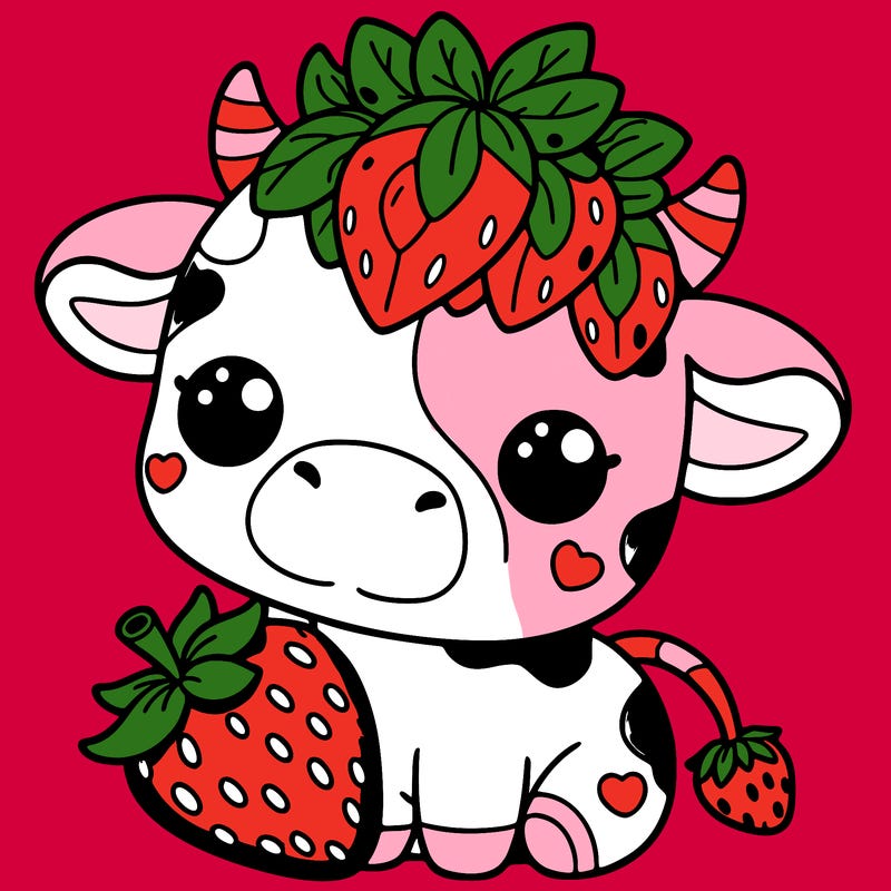 cute strawberry cow