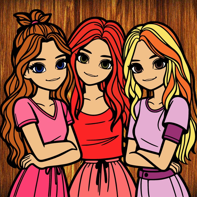 three girls together realistic
