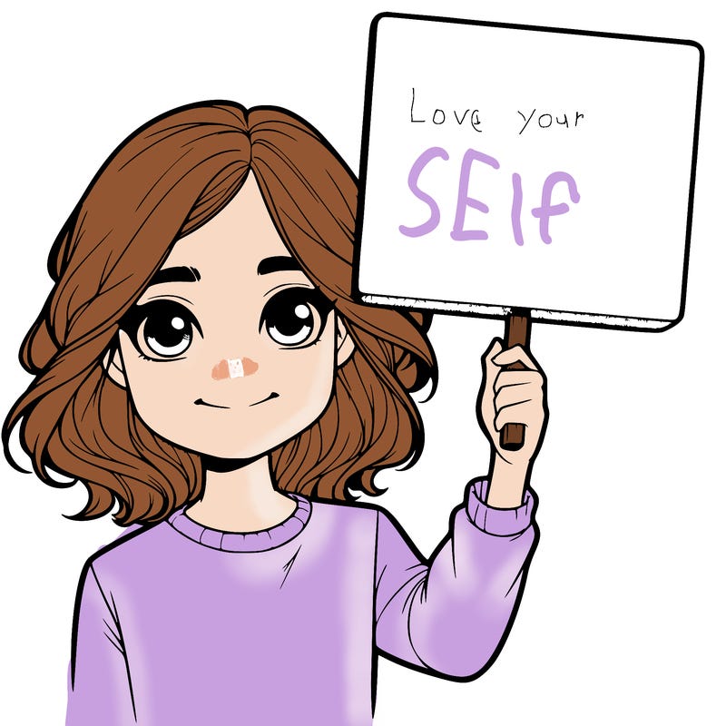 realistic girl holding up a sign