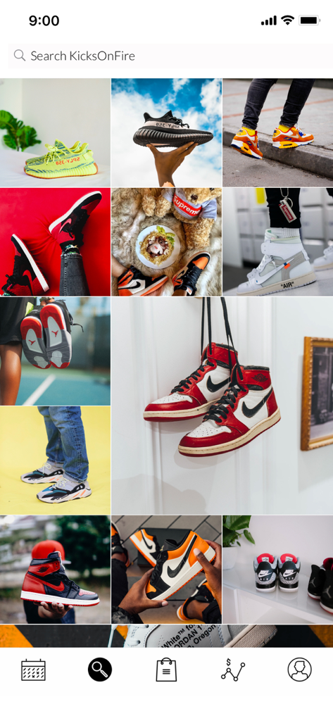 Sneaker photo gallery on the KicksOnFire app feed