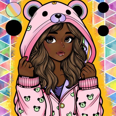 realistic girl in a animal pjs hoodie