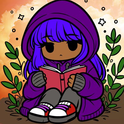 girl in oversized hoodie reading a book
