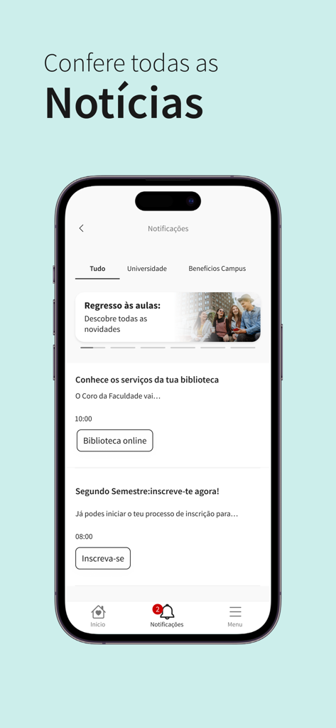 IPS Campus Digital - IPS Campus Digital mobile app showing the notifications and news screen.