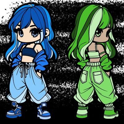 girl in crop top and baggy pants