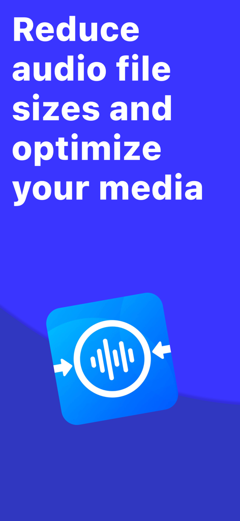 Audio Compressor - MP3 Shrink - Audio Compressor app screen showcasing the ability to reduce audio file sizes and optimize media