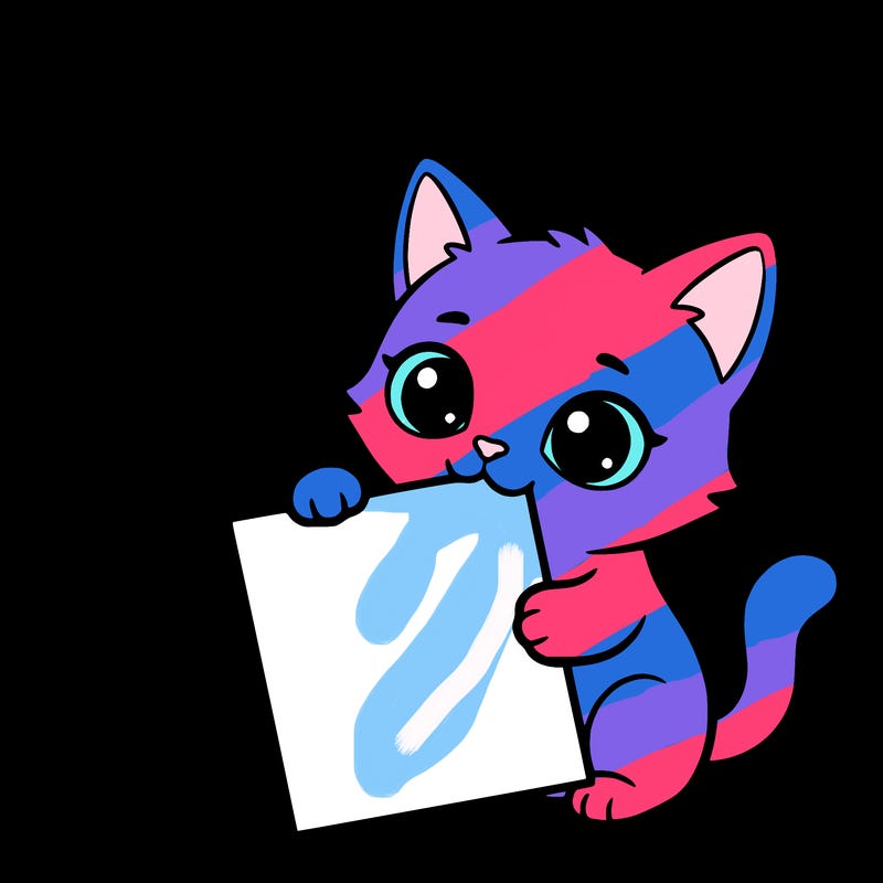 a small cat with a blank sheet of paper in its hand. the cat is sooooooo cute!