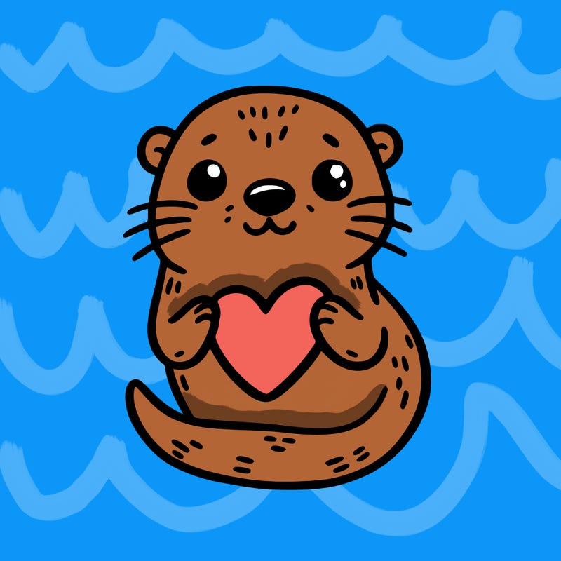 otter with a heart