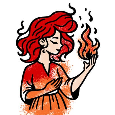 woman with fire