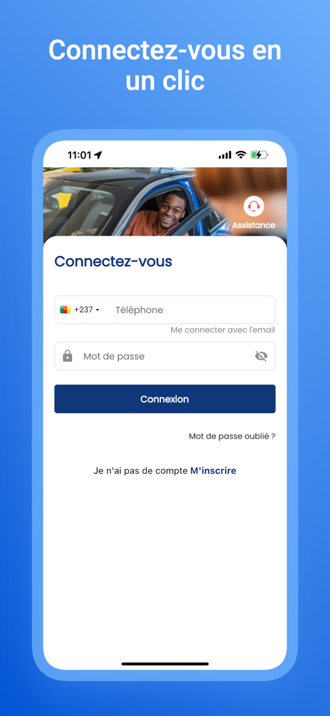 전화번호와 비밀번호 입력란이 있는 Ongo 앱 로그인 화면