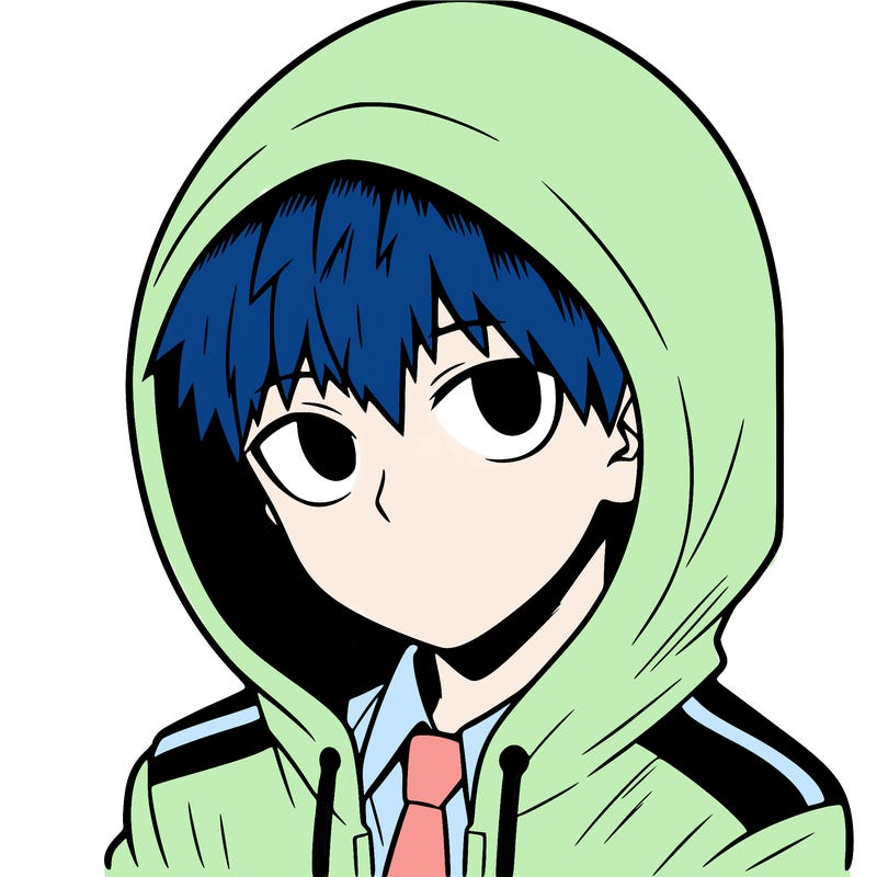 manga character with a hoodie
