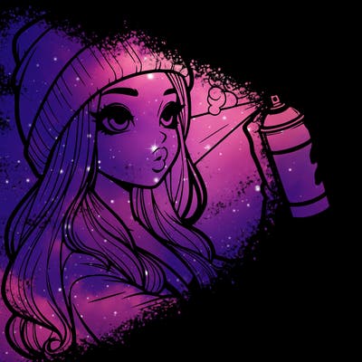 realistic girl spray painting