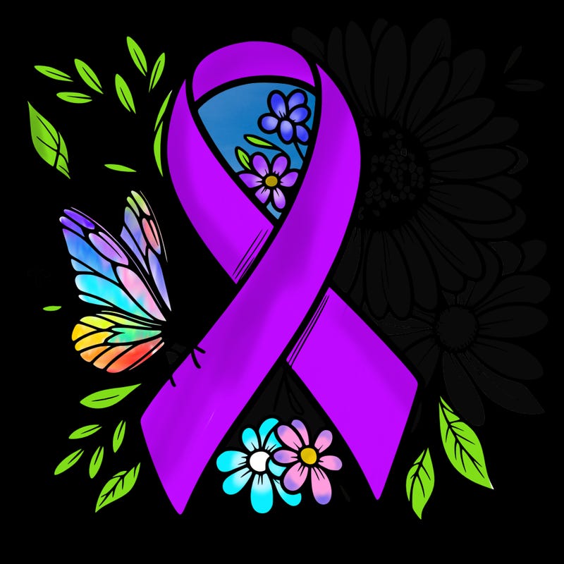cancer awareness symbol with flowers and butterflies