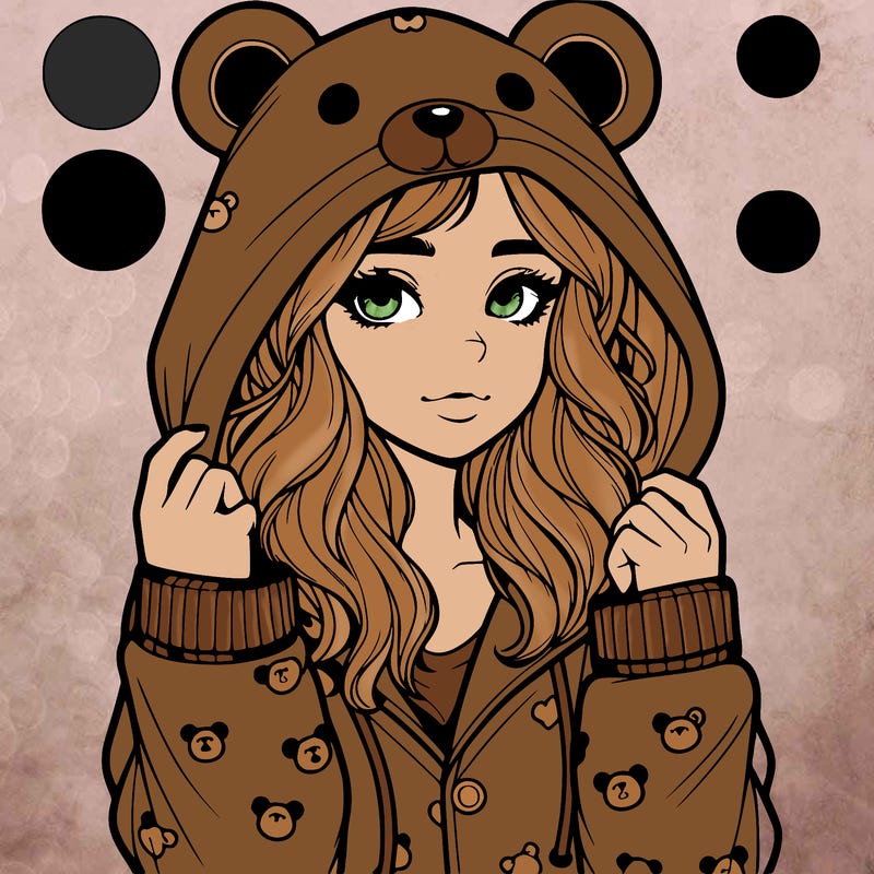 realistic girl in a animal pjs hoodie