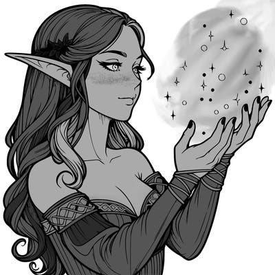 realistic elf girl doing magic
