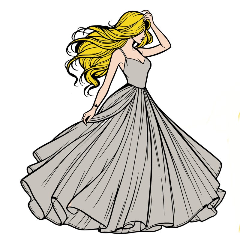 realistic woman with dress flowing in the wind