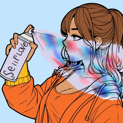 a realistic girl spray, painting