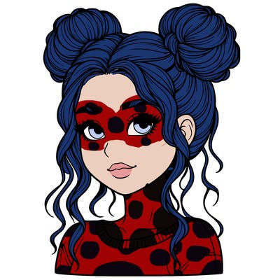 realistic girl with two buns in her hair