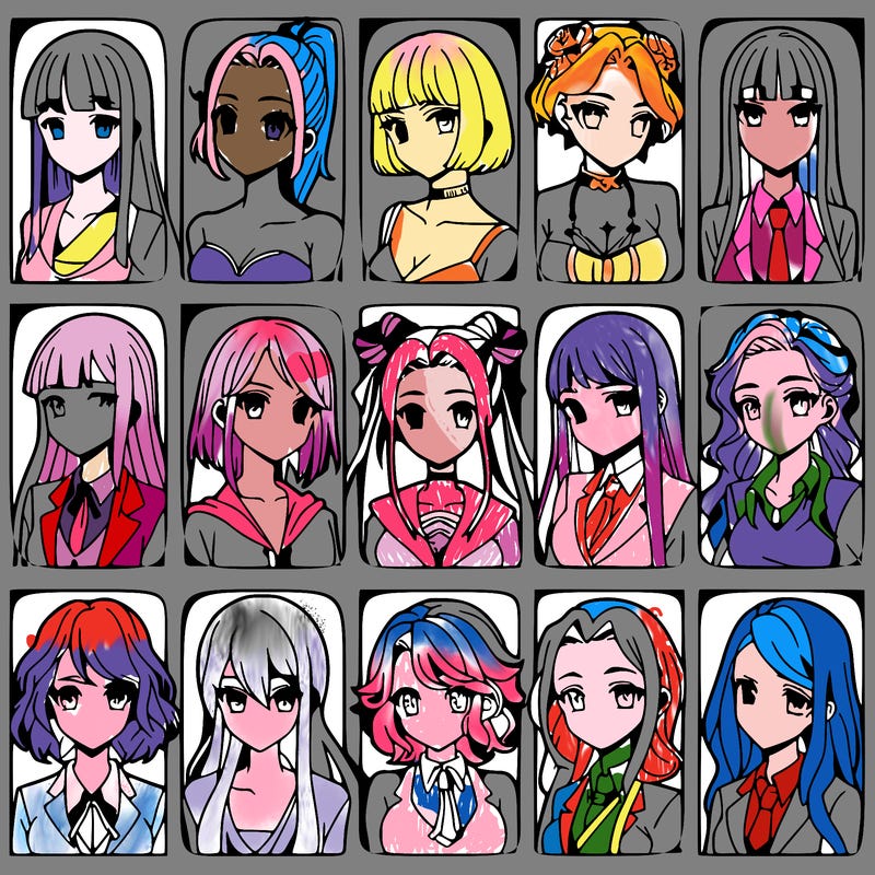 girls that look diffrent anime