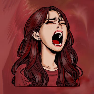 screaming realistic, girl