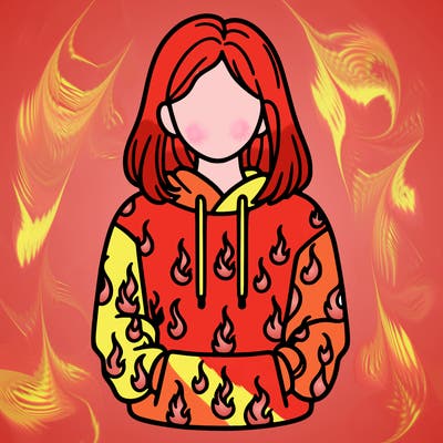 woman with fire hoodie