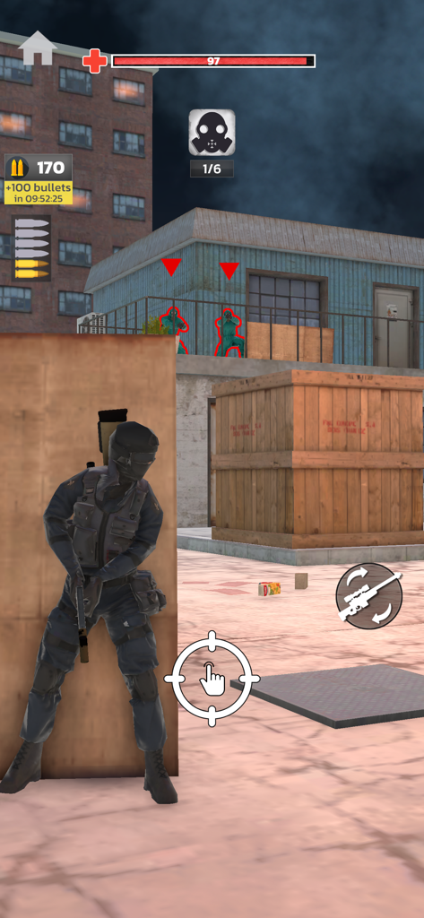 SWAT Tactical Shooter - SWAT officer taking cover behind a wall during a tactical mission in an urban environment