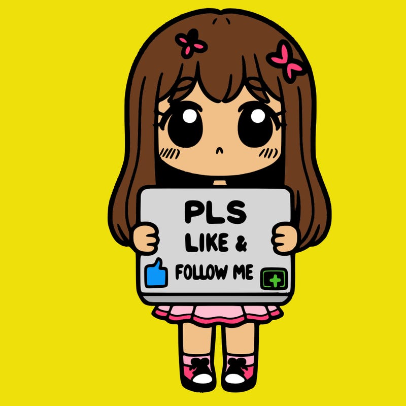 girl holding a sign that says pls like and follow me