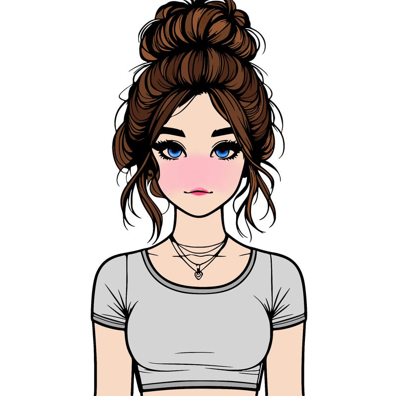 realistic girl with messy bun and croptop