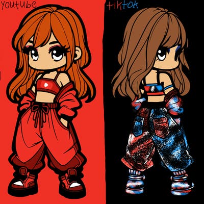 girl in crop top and baggy pants