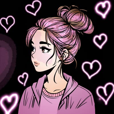 realistic teenage girl with a messy bun