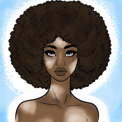 realistic lady with afro