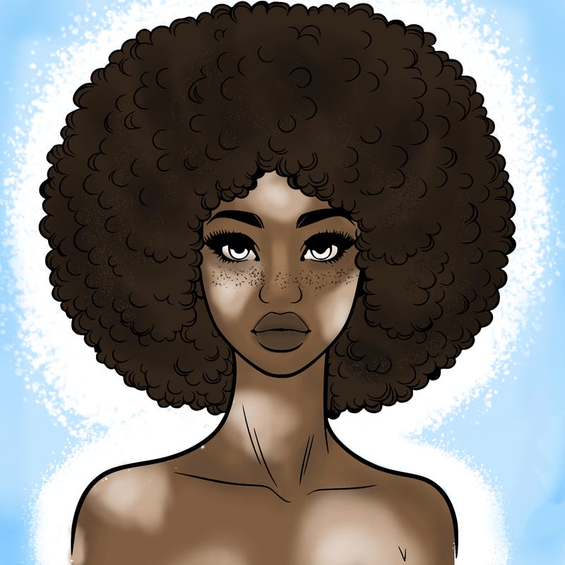 realistic lady with afro