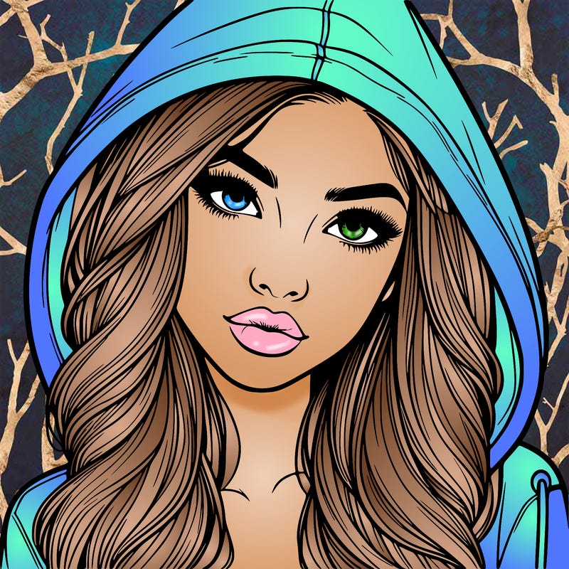 realistic beautiful girl with a hood on
