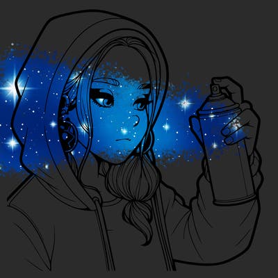 a realistic girl, spray painting