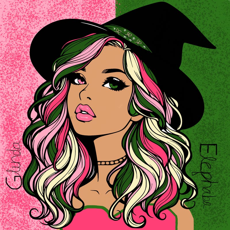 realistic witch girl with wavy hair and lips